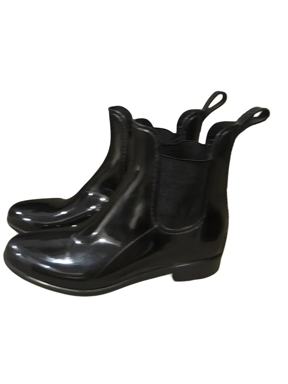 Sam Edelman Black Tinsley Glossy Chelsea Rain Boots Size 7
